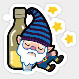 Drunk Gnome Cartoon Sticker